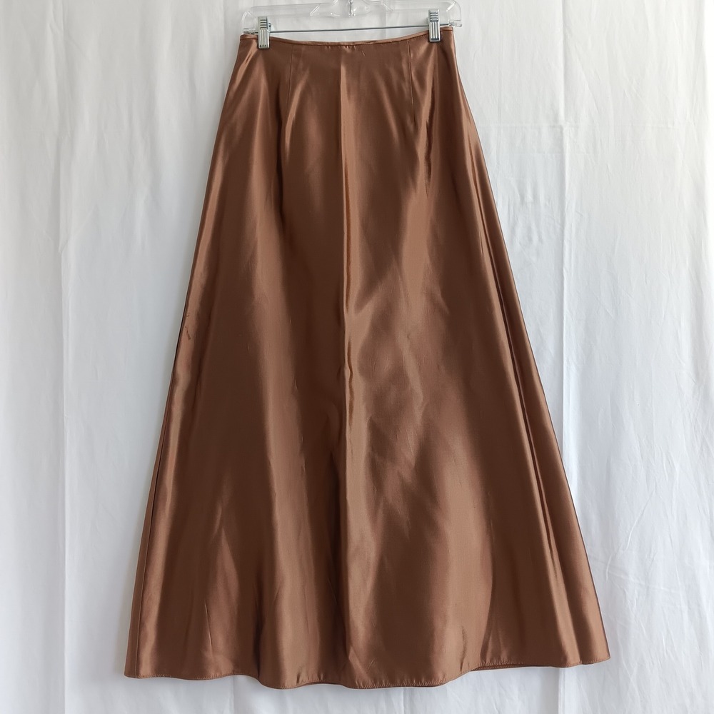 McClintock Collections Maxi Skirt Women Sz 8 Bronze Vintage Satin A-Line Formal